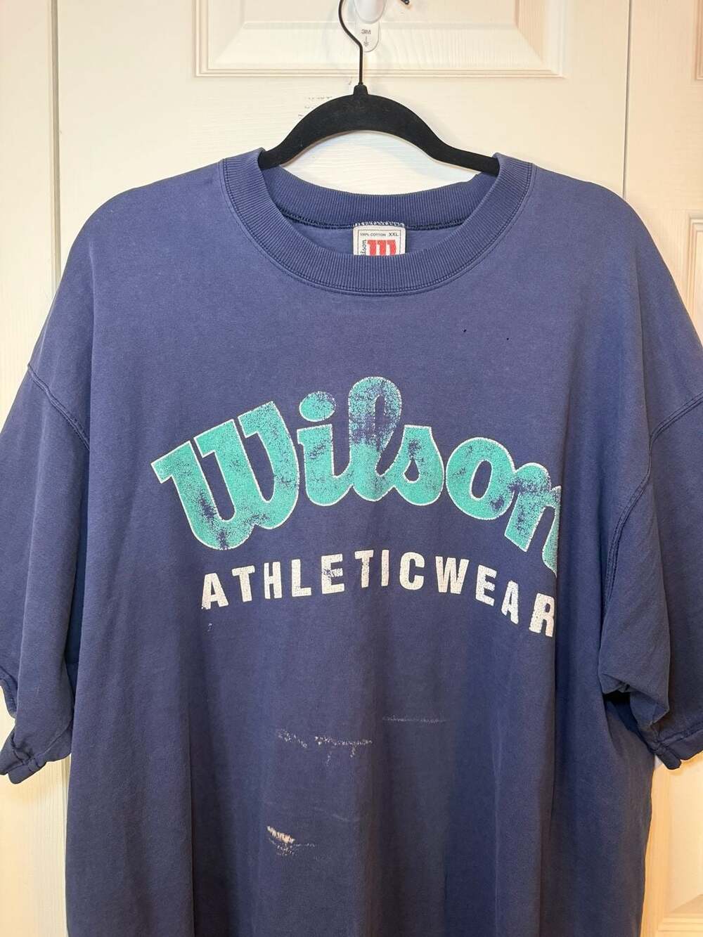 Vintage 90s Wilson Athletic Wear Blue Graphic T-Shirt XXL